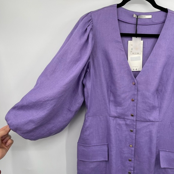 NEW! Uterque Puff Sleeve Linen Dress - Picture 7 of 16